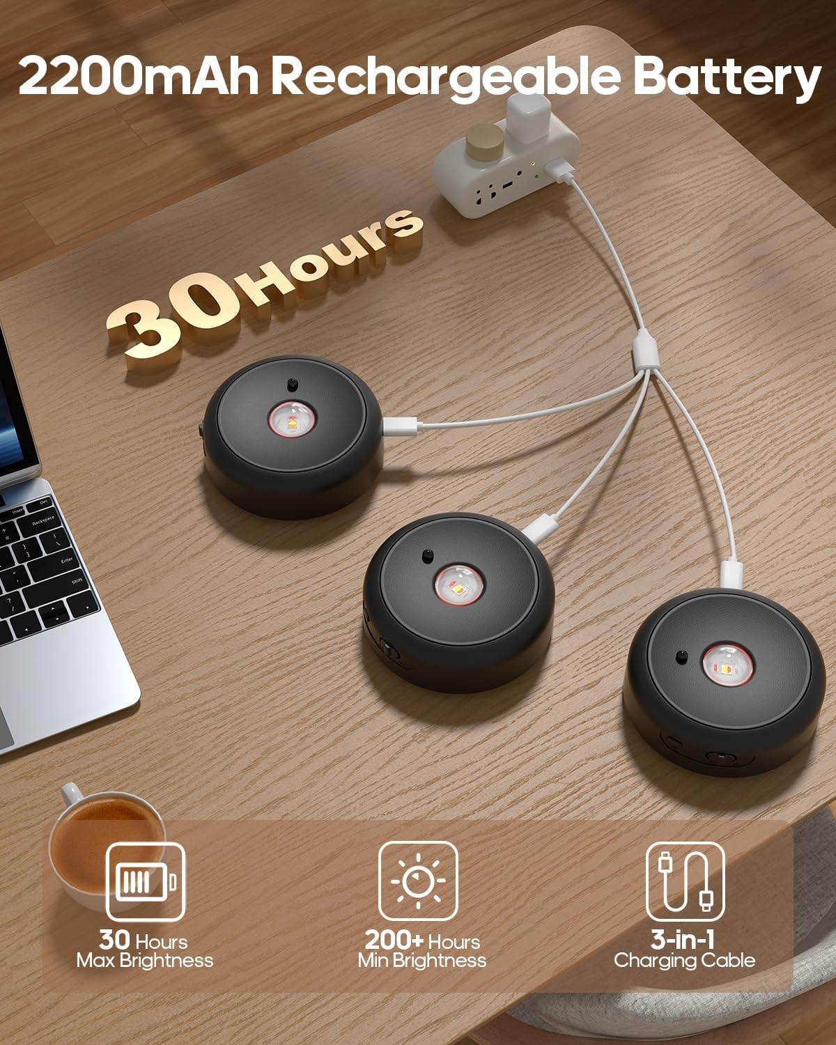 GOODEA Draadloze beeldspot dimbaar met afstandsbediening en timer, 3 st. | 2200mAh oplaadbare LED-spot, 3 kleuren, beeldverlichting voor wandkunst, vitrines & Halloween. - Maat set van 3