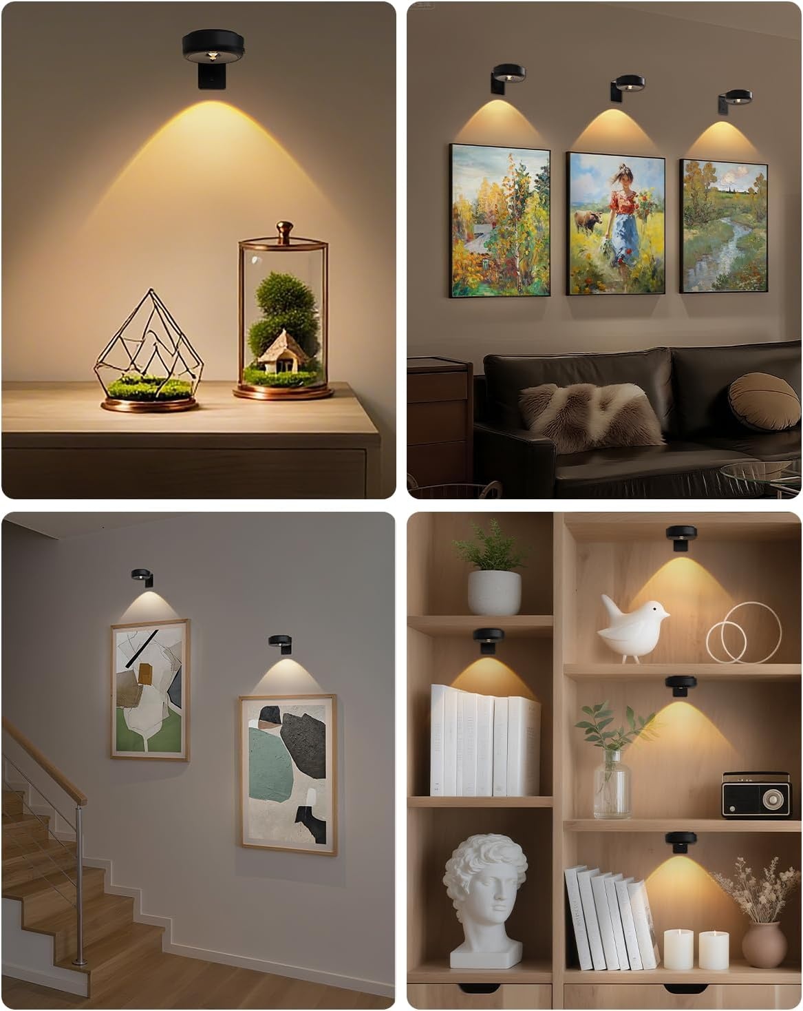 GOODEA Draadloze beeldspot dimbaar met afstandsbediening en timer, 3 st. | 2200mAh oplaadbare LED-spot, 3 kleuren, beeldverlichting voor wandkunst, vitrines & Halloween. - Maat set van 3