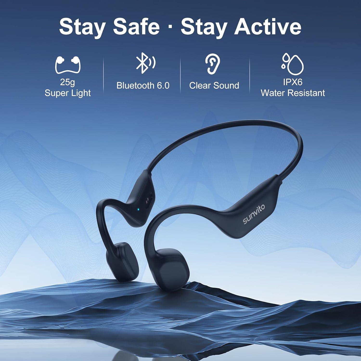 Botgeluid Koptelefoon Bluetooth, Open Ear Koptelefoon Draadloos 5.4 Bone Conduction Headphones