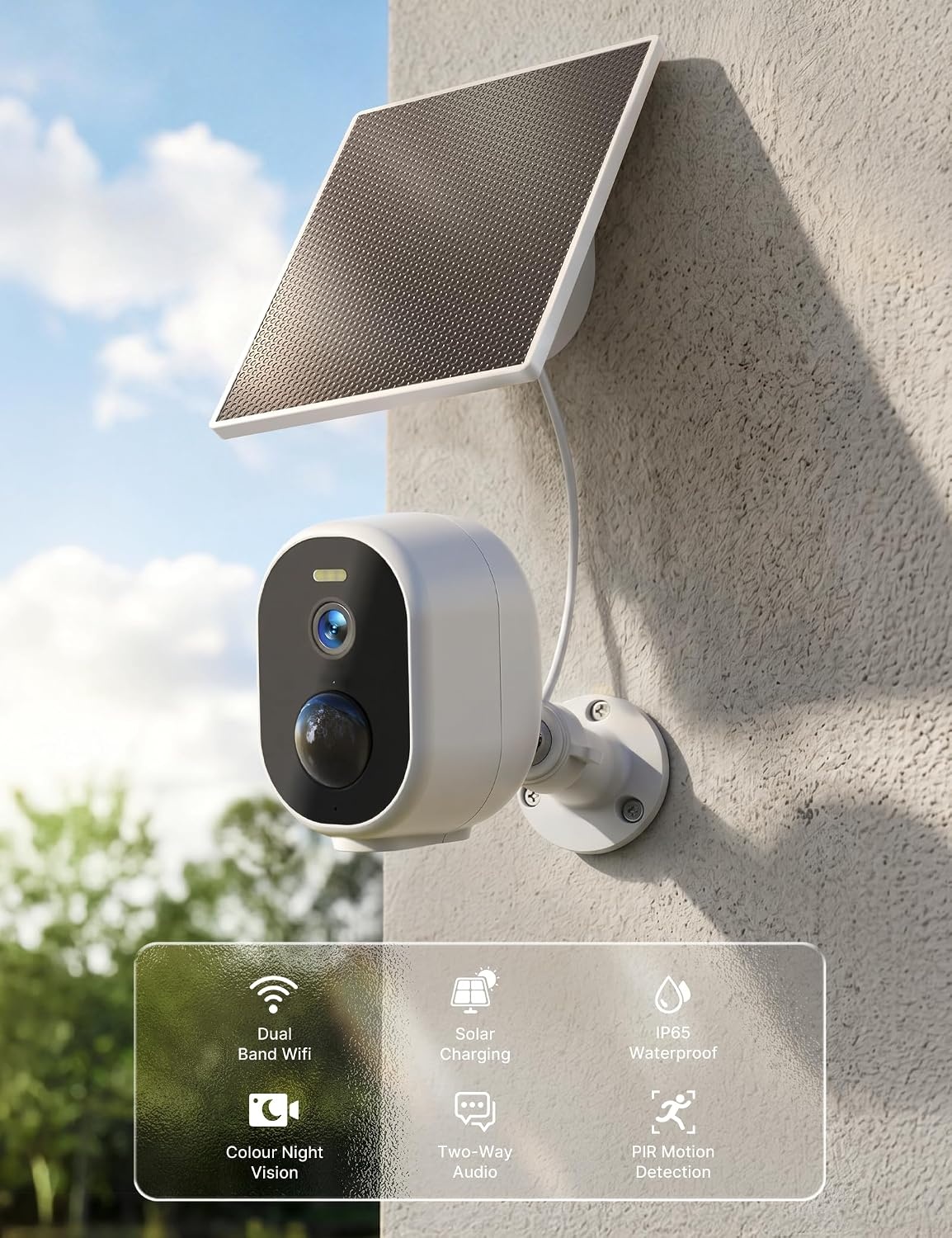 GNCC 2K 4MP LTE bewakingscamera voor buiten, accu + zonnepaneel, wifi6 camera, bewaking buiten, wifi, outdoor, binnen accu, draadloos met 2-weg audio, nachtzicht, PIR-bewegingsmelder, IP65