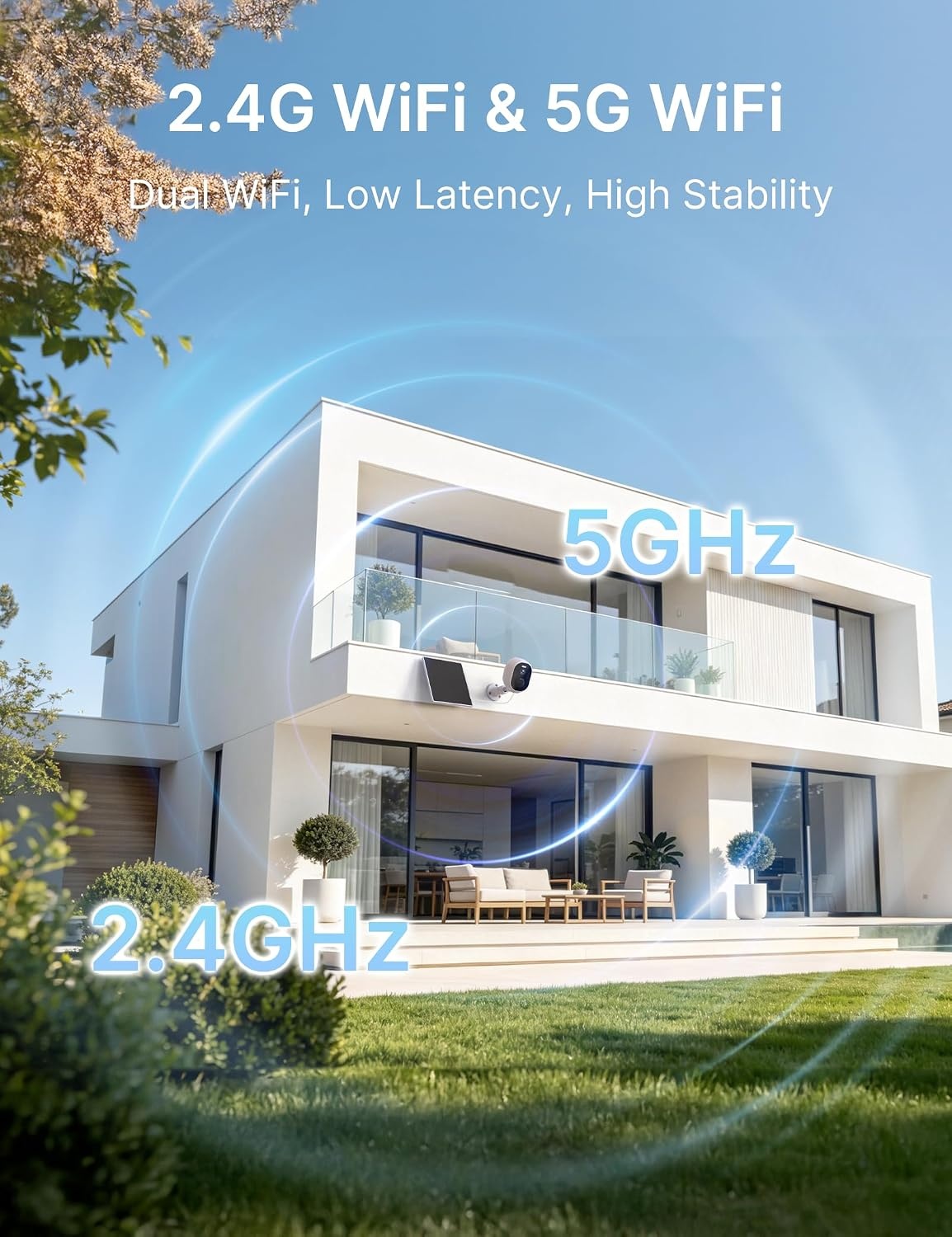 GNCC 2K 4MP LTE bewakingscamera voor buiten, accu + zonnepaneel, wifi6 camera, bewaking buiten, wifi, outdoor, binnen accu, draadloos met 2-weg audio, nachtzicht, PIR-bewegingsmelder, IP65