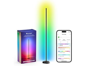 Nanoleaf Matter Smart vloerlamp woonkamer, staande lamp met heldere en dichte RGBIC LED's, slaapkamer hoek sfeerlicht muzieksynchronisatie, 200+ dynamische scènes, app en spraakbesturing (werkt met
