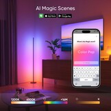 Nanoleaf Matter Smart vloerlamp woonkamer, staande lamp met heldere en dichte RGBIC LED's, slaapkamer hoek sfeerlicht muzieksynchronisatie, 200+ dynamische scènes, app en spraakbesturing (werkt met