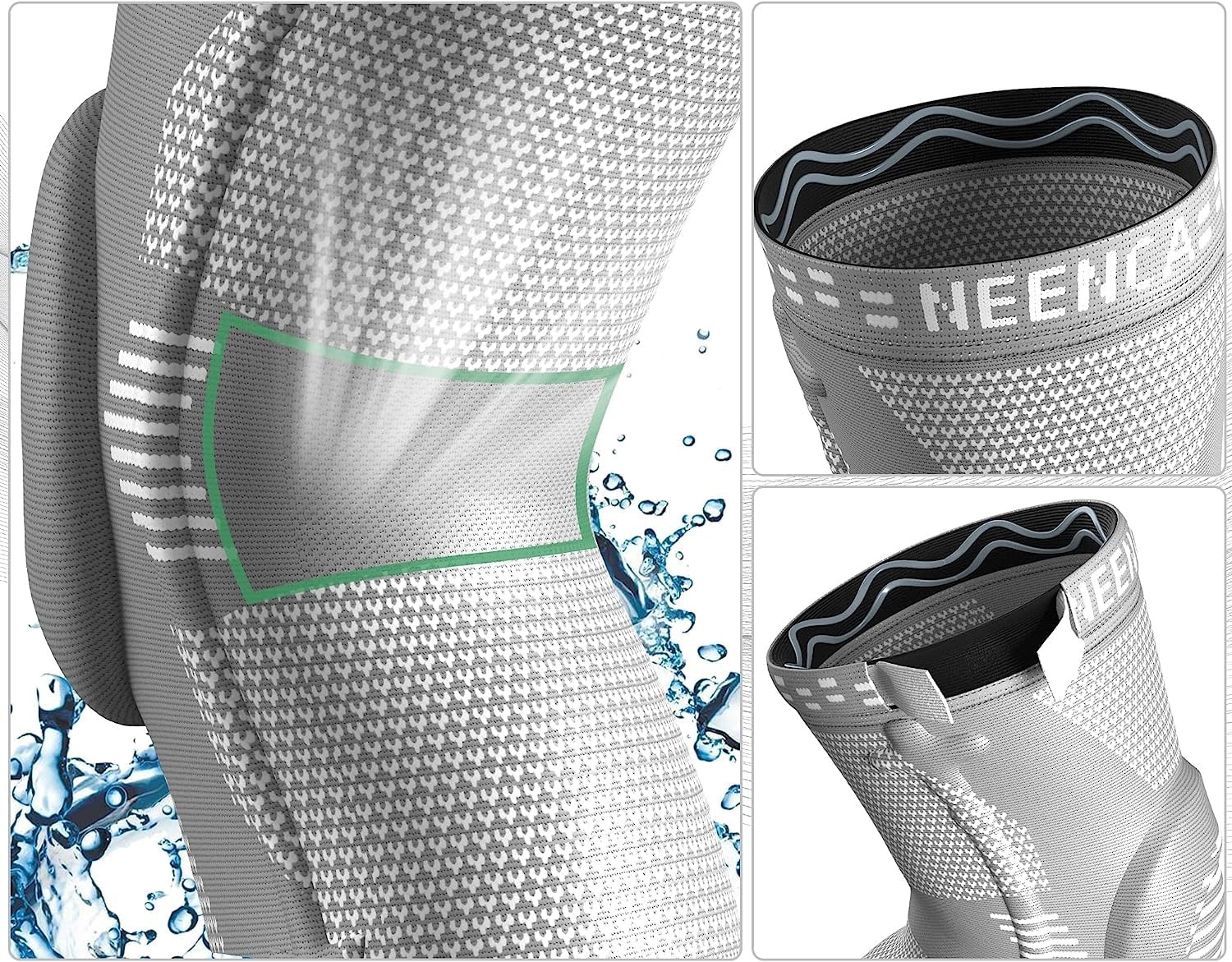 Kniebrace XL Donkergrijs met Patella Gel Pads & Veer Stabilisatoren | 58% Korting