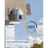 Cococam 2K Zonne Bewakingscamera Buiten, Draadloze PTZ WLAN Camera Buiten, Solar Security Camera met AI Bewegingsdetectie, Kleuren nachtzicht, 2-weg Audio, Direct Alarm, 2.4Ghz WiFi, SD/Cloud, IP66