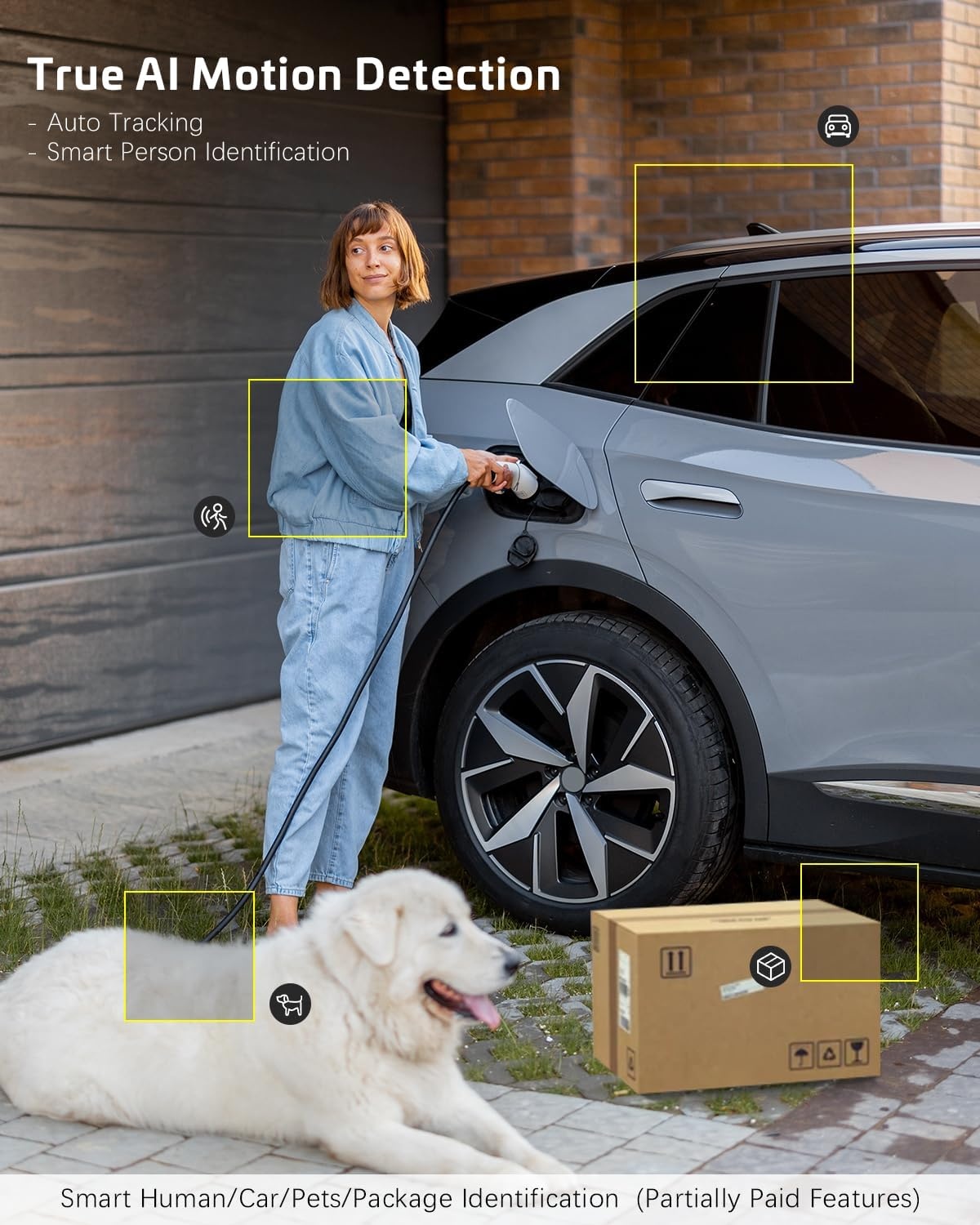 Cococam 2K Zonne Bewakingscamera Buiten, Draadloze PTZ WLAN Camera Buiten, Solar Security Camera met AI Bewegingsdetectie, Kleuren nachtzicht, 2-weg Audio, Direct Alarm, 2.4Ghz WiFi, SD/Cloud, IP66