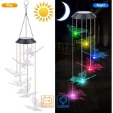 Windgong op zonne-energie, vlinder, kleurverandering, led, op zonne-energie, waterdicht, voor binnen en buiten, decoratie voor tuin, feest, terras, gazon, binnenplaats, veranda, terras