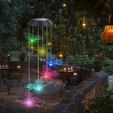 Windgong op zonne-energie, vlinder, kleurverandering, led, op zonne-energie, waterdicht, voor binnen en buiten, decoratie voor tuin, feest, terras, gazon, binnenplaats, veranda, terras