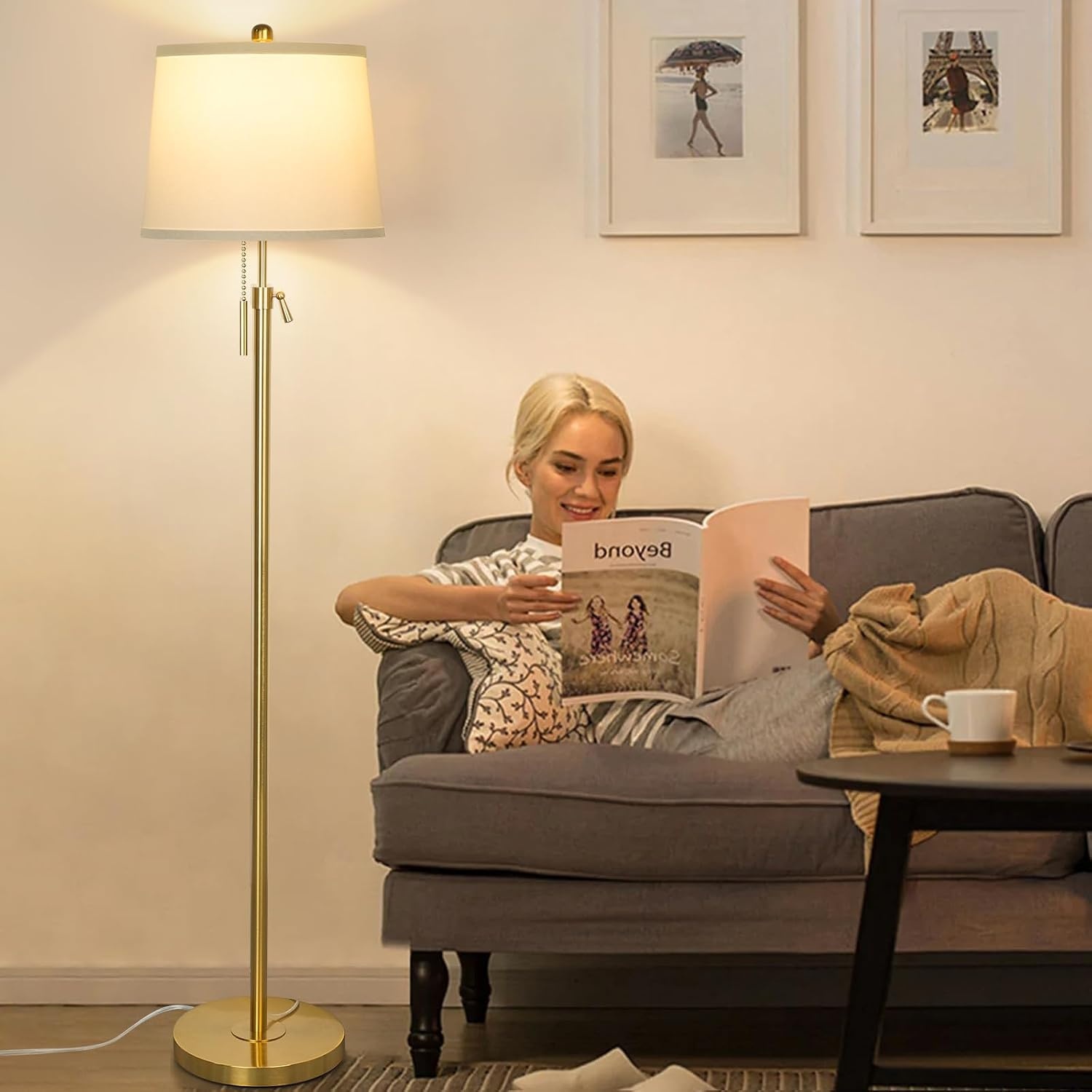 Vloerlamp Goud 140-165cm | Verstelbaar | 3 Kleuren | 29% Korting