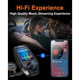 Bluetooth FM-transmitter voor de auto, met 1,8 inch kleurenscherm, bluetooth, handsfree, bluetooth auto-radio-adapter, 4-in-1 MP3-speler, AUX 2 USB-aansluitingen, SD/TF-kaart,