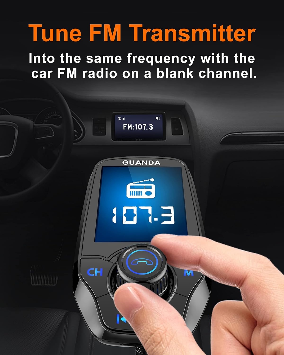 Bluetooth FM-transmitter voor de auto, met 1,8 inch kleurenscherm, bluetooth, handsfree, bluetooth auto-radio-adapter, 4-in-1 MP3-speler, AUX 2 USB-aansluitingen, SD/TF-kaart,