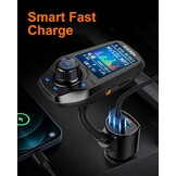 Bluetooth FM-transmitter voor de auto, met 1,8 inch kleurenscherm, bluetooth, handsfree, bluetooth auto-radio-adapter, 4-in-1 MP3-speler, AUX 2 USB-aansluitingen, SD/TF-kaart,