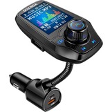 Bluetooth FM-transmitter voor de auto, met 1,8 inch kleurenscherm, bluetooth, handsfree, bluetooth auto-radio-adapter, 4-in-1 MP3-speler, AUX 2 USB-aansluitingen, SD/TF-kaart,