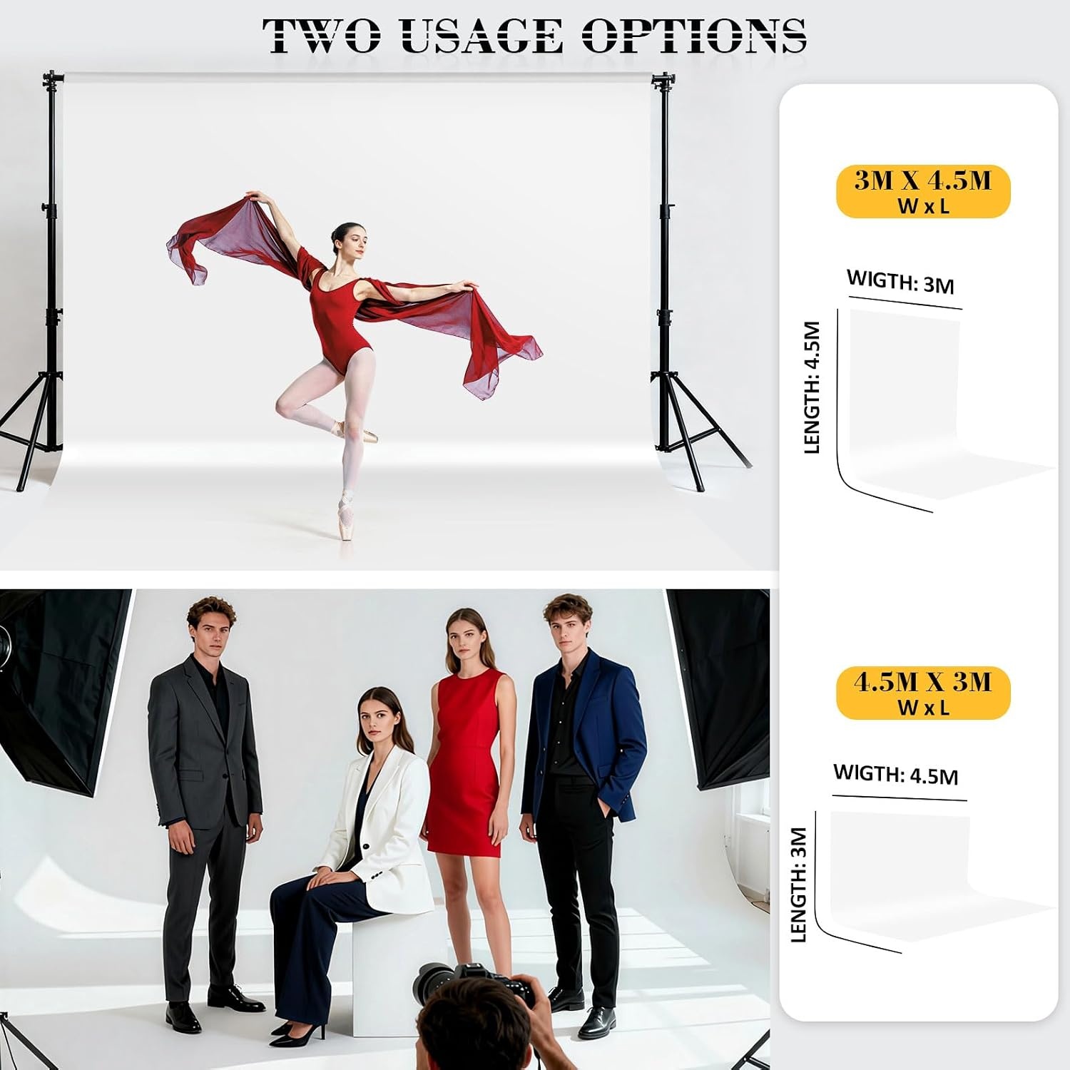 Wit Katoen Fotoachtergrond 3x4,5M met 4 Klemmen (34% Korting)