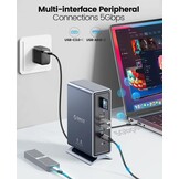 ORICO Dockingstation, 15-in-1 laptop dock dual 4K display, USB-dockingstation met 2 HDMI, 4K DP, 6 USB-A, 100 W PD, RJ45, 3,5 mm audio, SD/TF-kaartlezer, je moet de driver downloaden, grijs