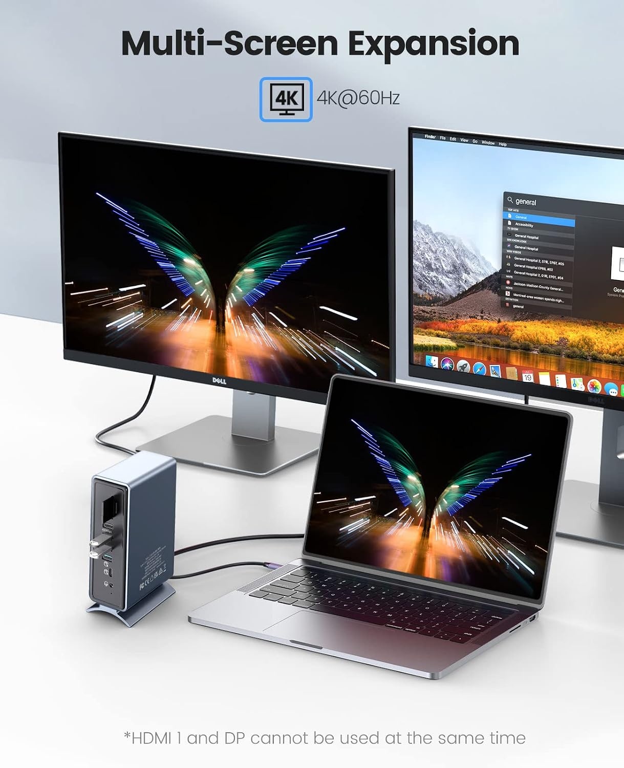 ORICO Dockingstation, 15-in-1 laptop dock dual 4K display, USB-dockingstation met 2 HDMI, 4K DP, 6 USB-A, 100 W PD, RJ45, 3,5 mm audio, SD/TF-kaartlezer, je moet de driver downloaden, grijs