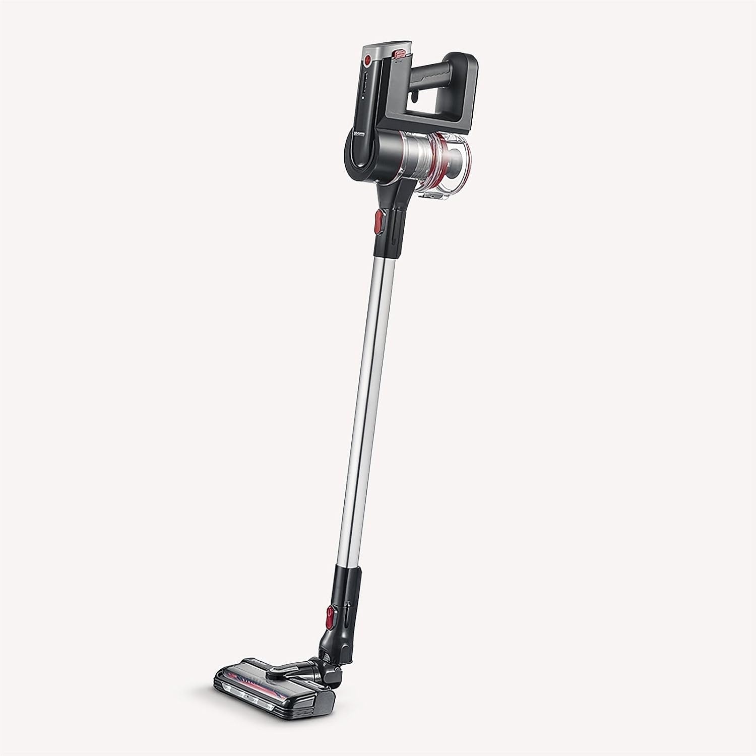 SEVERIN 2-in-1 stick- en handstofzuiger, krachtige batterijstofzuiger, draadloze stofzuiger met batterijduur tot 60 minuten inclusief vervangbare batterij, matzwart/rood, HV 7168