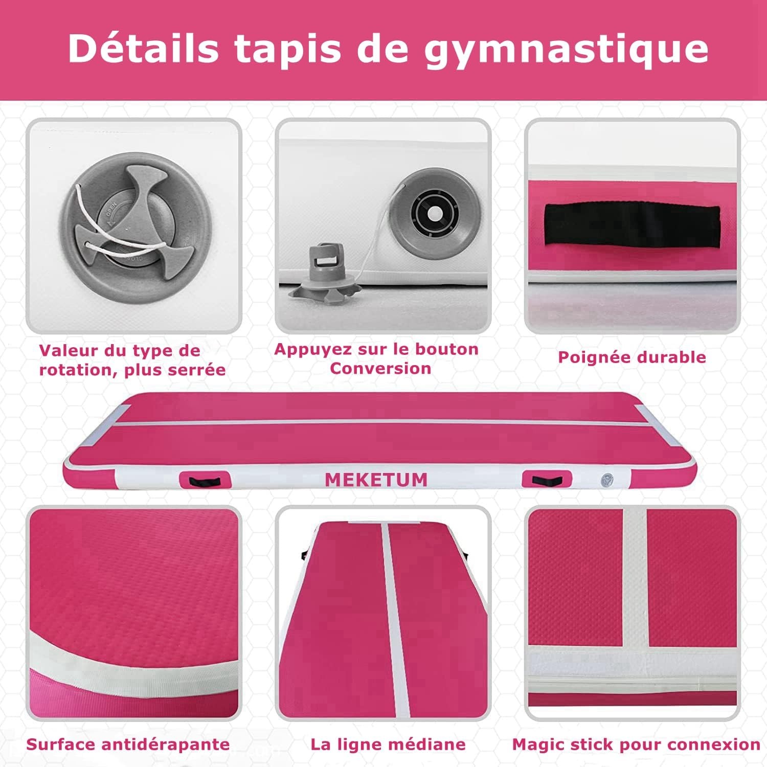 Air Track Gymnastiekmat, opblaasbaar, 2 / 3 / 4 / 5 m, dikte, 10 / 20 cm, voor thuis, training, tuimelen, yoga, outdoor, fitness