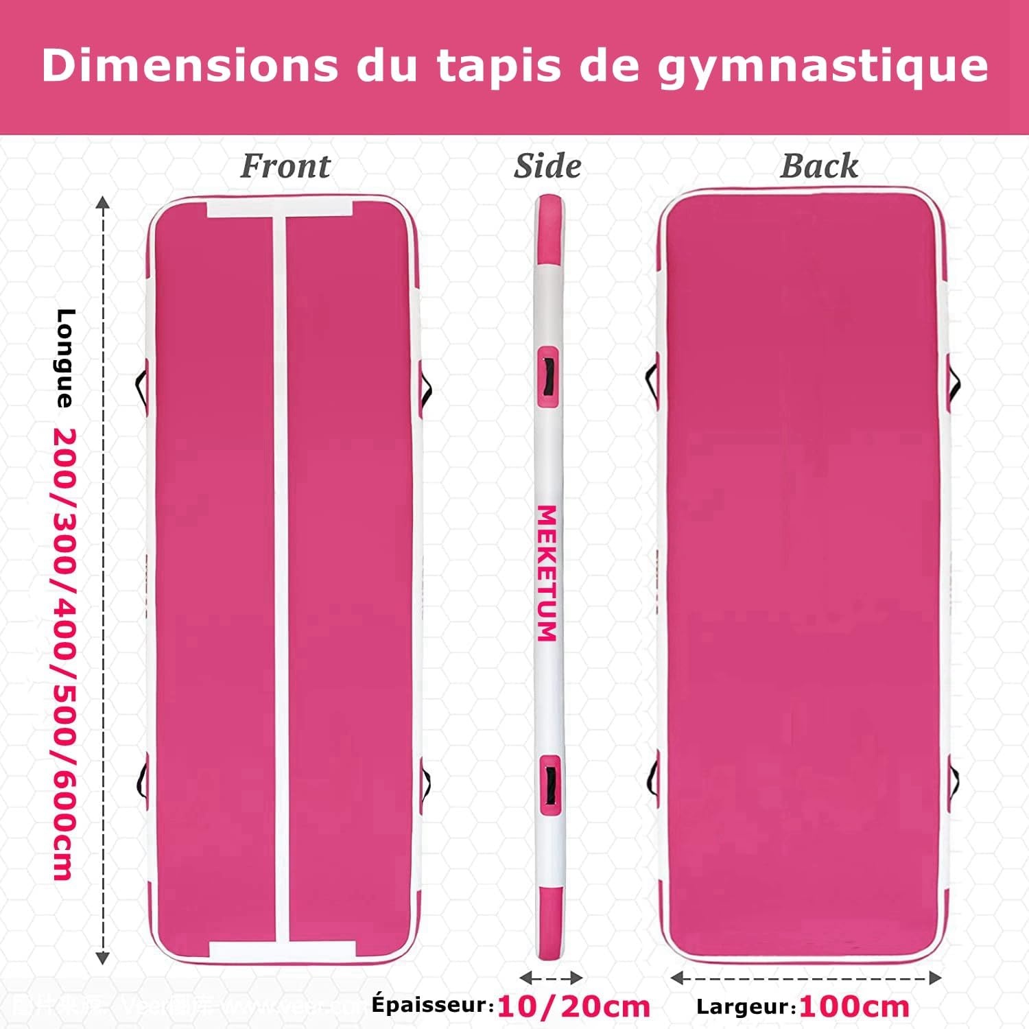 Air Track Gymnastiekmat, opblaasbaar, 2 / 3 / 4 / 5 m, dikte, 10 / 20 cm, voor thuis, training, tuimelen, yoga, outdoor, fitness