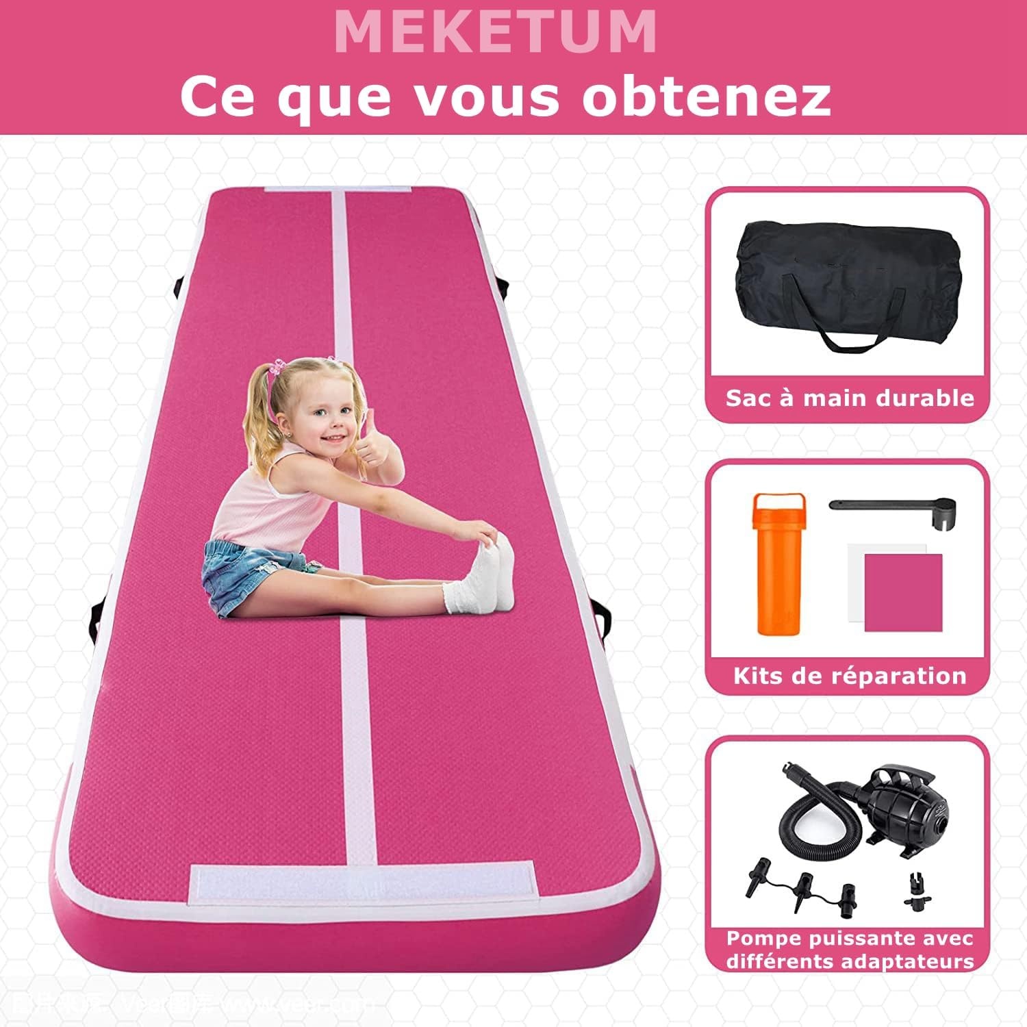 Air Track Gymnastiekmat, opblaasbaar, 2 / 3 / 4 / 5 m, dikte, 10 / 20 cm, voor thuis, training, tuimelen, yoga, outdoor, fitness