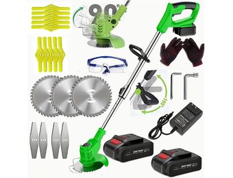 Accu-grastrimmer 24V - 500W | Verstelbare Kop & 3 Messen | Groen