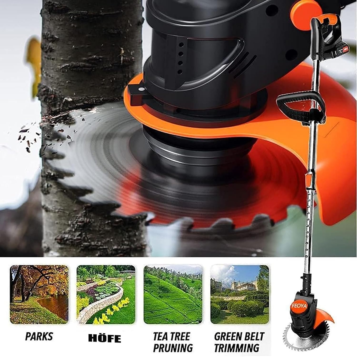Accu-grastrimmer 24V - 500W | Verstelbare Kop & 3 Messen | Groen