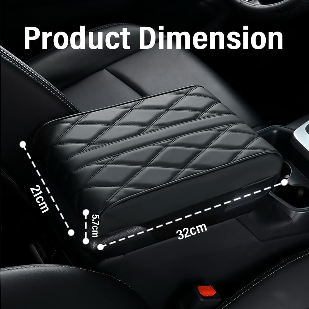 Leren Auto Armleuninghoes Zwart - Traagschuim Comfort & Bescherming - 32x21x5.7 cm | 55% Korting
