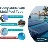 POOLPURE Zwemrobot, 100 minuten krachtige reiniging, draadloze zwembadstofzuiger accu met zelfparkeerfunctie, led-indicatoren, IPX8 waterdicht, ideaal voor zwembaden van 90 m² met platte bodem, blauw