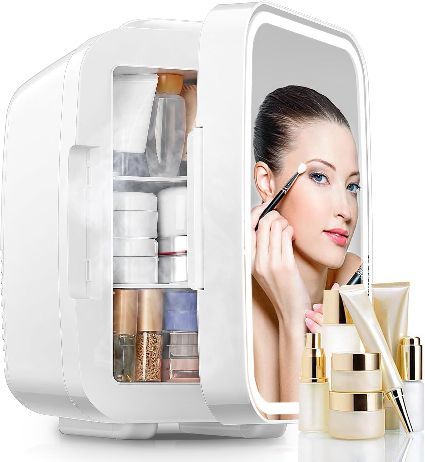 Cosmetica Mini Koelkast 5L Wit - LED Spiegel - Koelen & Verwarmen - 60% Korting