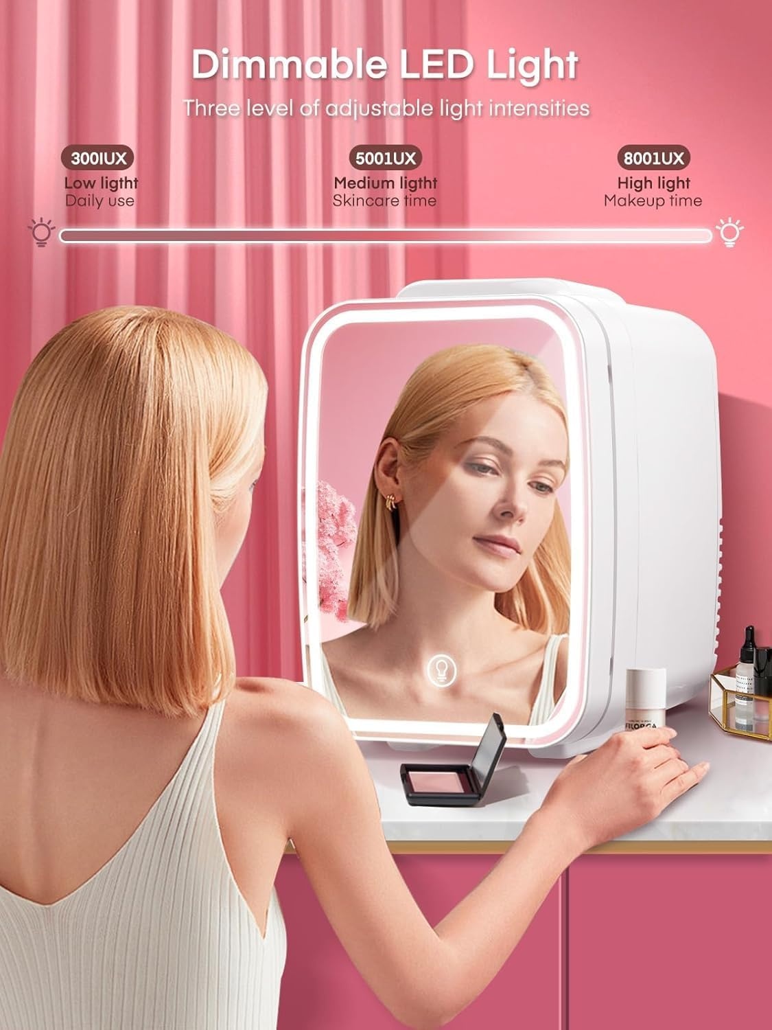 Cosmetica Mini Koelkast 5L Wit - LED Spiegel - Koelen & Verwarmen - 60% Korting