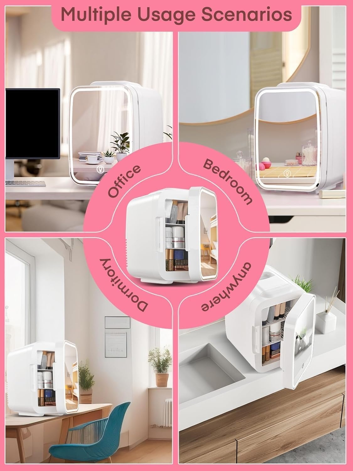 Cosmetica Mini Koelkast 5L Wit - LED Spiegel - Koelen & Verwarmen - 60% Korting