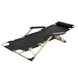 Opvouwbare Tuin Ligstoel 2-in-1 met Hoofdsteun - Zwart (53% Korting)