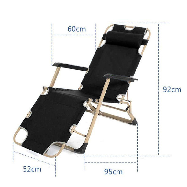 Opvouwbare Tuin Ligstoel 2-in-1 met Hoofdsteun - Zwart (53% Korting)