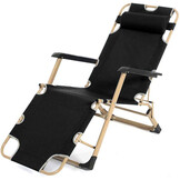 Opvouwbare Tuin Ligstoel 2-in-1 met Hoofdsteun - Zwart (53% Korting)