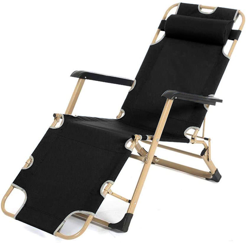 Opvouwbare Tuin Ligstoel 2-in-1 met Hoofdsteun - Zwart (53% Korting)