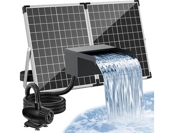 Zonne-watervalset Tuinvijver | 55W Zonnepaneel | 20cm RVS | 35% Korting