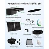 Zonne-watervalset Tuinvijver | 55W Zonnepaneel | 20cm RVS | 35% Korting