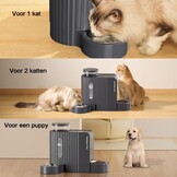 Gardner Pet Automatische zwaartekracht kattenvoerbak en waterdispenser, roestvrij staal, twee-in-één set, dispenser met grote capaciteit voor huisdieren, honden, puppy's, kittens, konijnen
