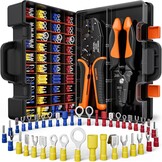 SOMELINE Krimptang incl. 39 Soorten Kabelschoenen - Kabelschoenen Assortiment voor [0,34-6mm²] Cable Crimping Tool,Kabelschoenen Kabelschoentang Set - Kabelhulzen - Ferrule Crimping Tool Kit