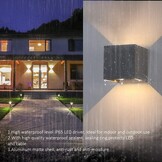 K-Bright 8 Stuks LED Wandlampen Binnen/Buiten 12W Wandlamp OP EN Neer Verstelbare Lichtstraal, 3000K Warm Wit Buiten Wandlamp IP65 Voor Woonkamer Slaapkamer Balkon, Donkergrijs