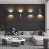 K-Bright 8 Stuks LED Wandlampen Binnen/Buiten 12W Wandlamp OP EN Neer Verstelbare Lichtstraal, 3000K Warm Wit Buiten Wandlamp IP65 Voor Woonkamer Slaapkamer Balkon, Donkergrijs