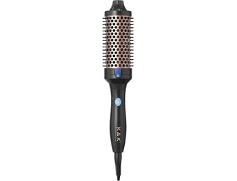 K&K Brosse thermique Keratin Thermal Brush Protect - Tonneau chauffant - Brosse à cheveux chaude - Ionique lisse - Peigne volume - Fer à lisser - Bigoudis - Double tension (noir, 45 mm)