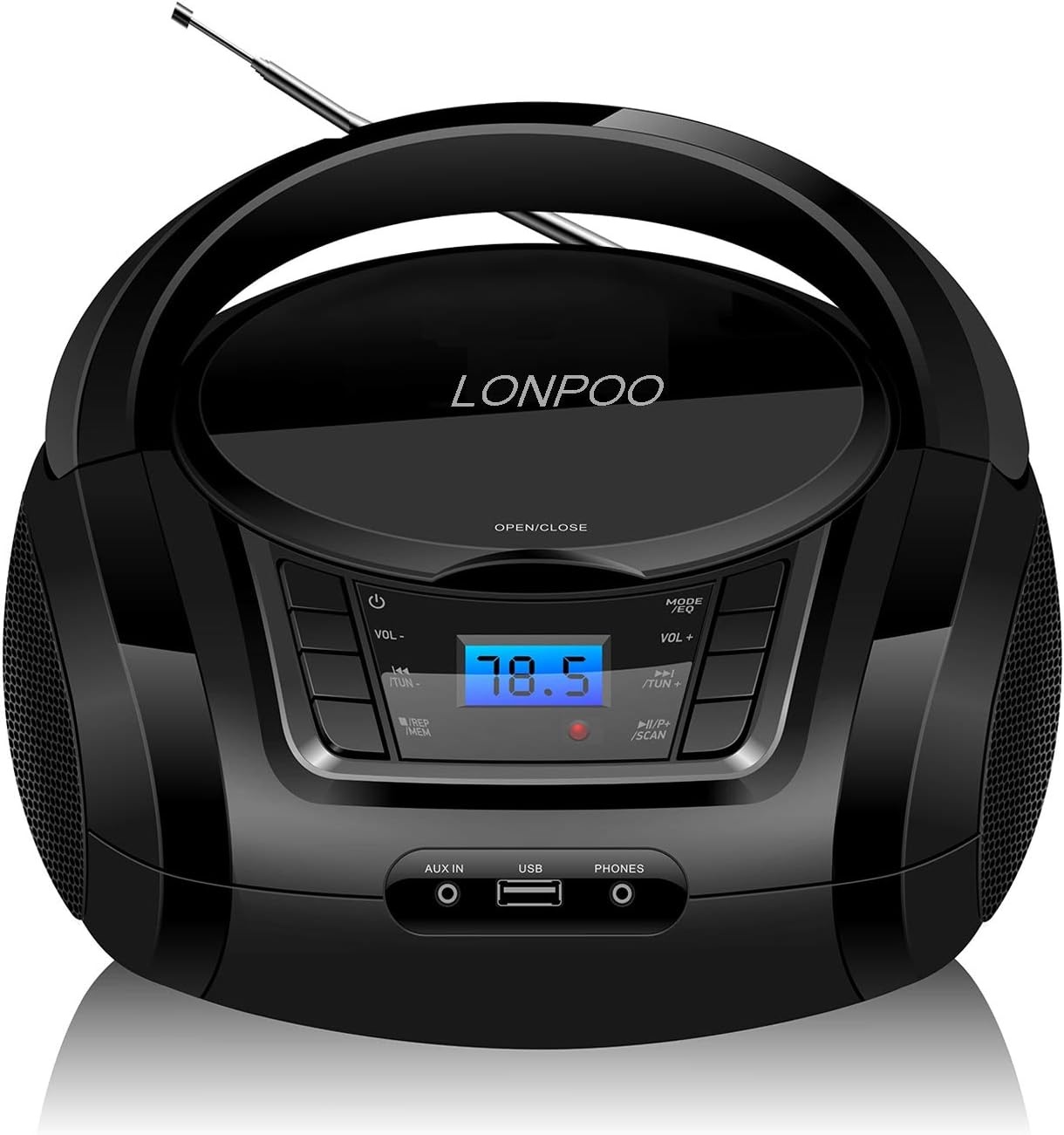 LP-D03 Draagbare FM-radio met Bluetooth, stereo, met kristalhelder geluid, MP3-afspelen, USB- en AUX-ingang, hoofdtelefoonaansluiting, lcd-display