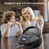 LP-D03 Draagbare FM-radio met Bluetooth, stereo, met kristalhelder geluid, MP3-afspelen, USB- en AUX-ingang, hoofdtelefoonaansluiting, lcd-display