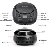 LP-D03 Draagbare FM-radio met Bluetooth, stereo, met kristalhelder geluid, MP3-afspelen, USB- en AUX-ingang, hoofdtelefoonaansluiting, lcd-display