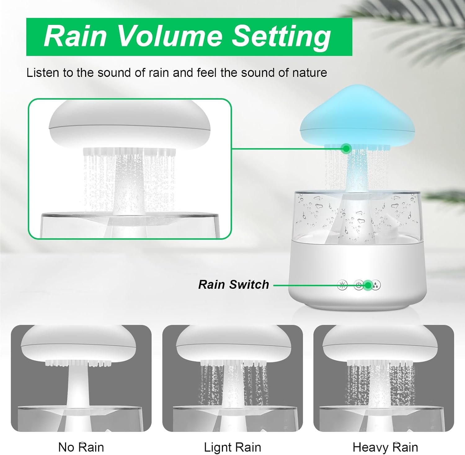 Regenwolk Luchtbevochtiger & Diffuser met LED - 450ml