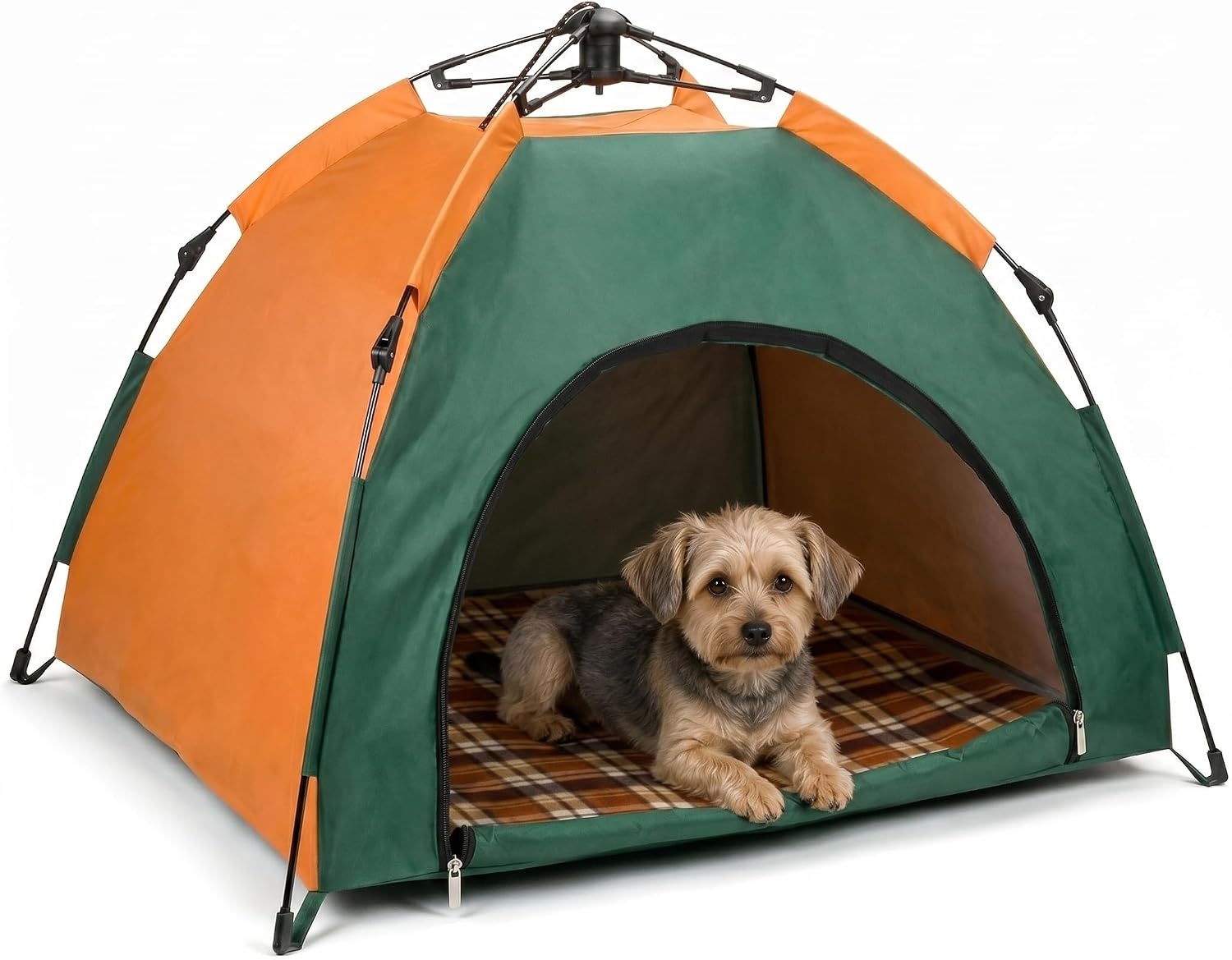QWORK® Opvouwbare huisdierentent voor kleine tot middelgrote honden & katten, 80 x 77 x 70 cm, ingang 37 cm, waterafstotende pop-up tent met kussen — Niet voor grote honden