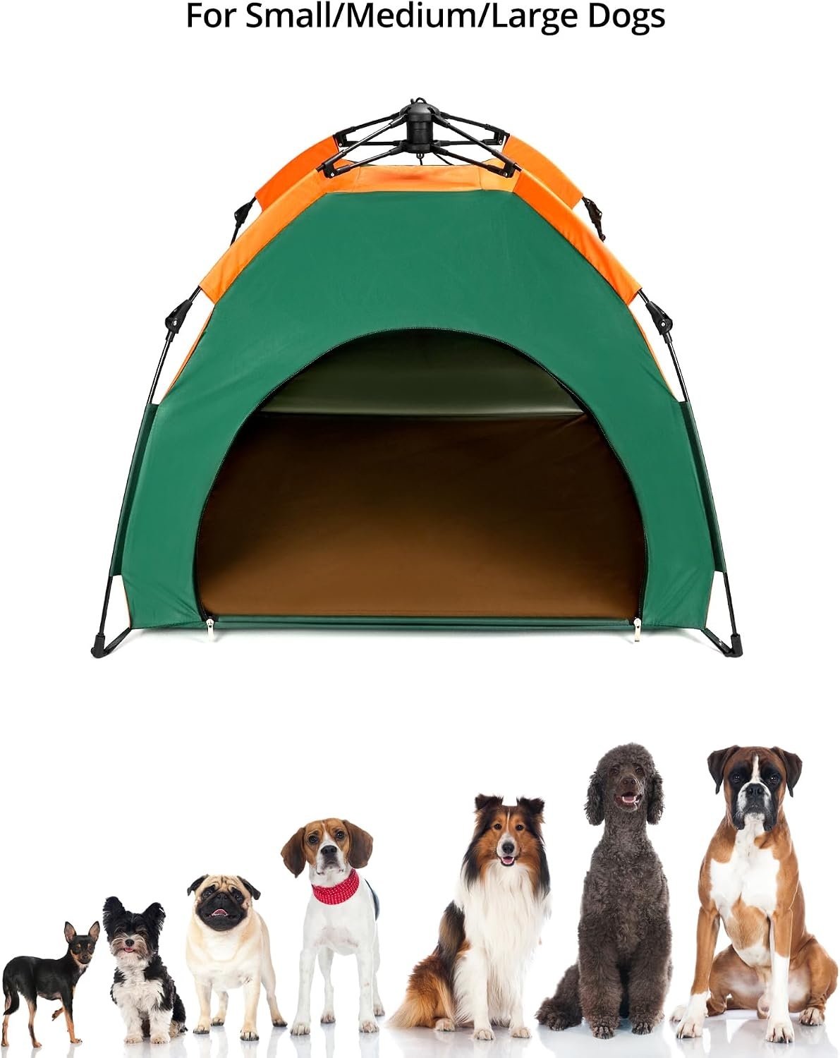 QWORK® Opvouwbare huisdierentent voor kleine tot middelgrote honden & katten, 80 x 77 x 70 cm, ingang 37 cm, waterafstotende pop-up tent met kussen — Niet voor grote honden