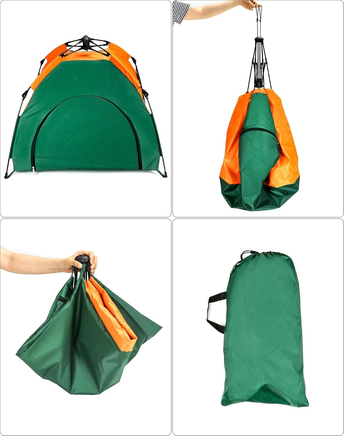 QWORK® Opvouwbare huisdierentent voor kleine tot middelgrote honden & katten, 80 x 77 x 70 cm, ingang 37 cm, waterafstotende pop-up tent met kussen — Niet voor grote honden