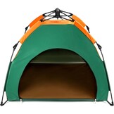 QWORK® Opvouwbare huisdierentent voor kleine tot middelgrote honden & katten, 80 x 77 x 70 cm, ingang 37 cm, waterafstotende pop-up tent met kussen — Niet voor grote honden
